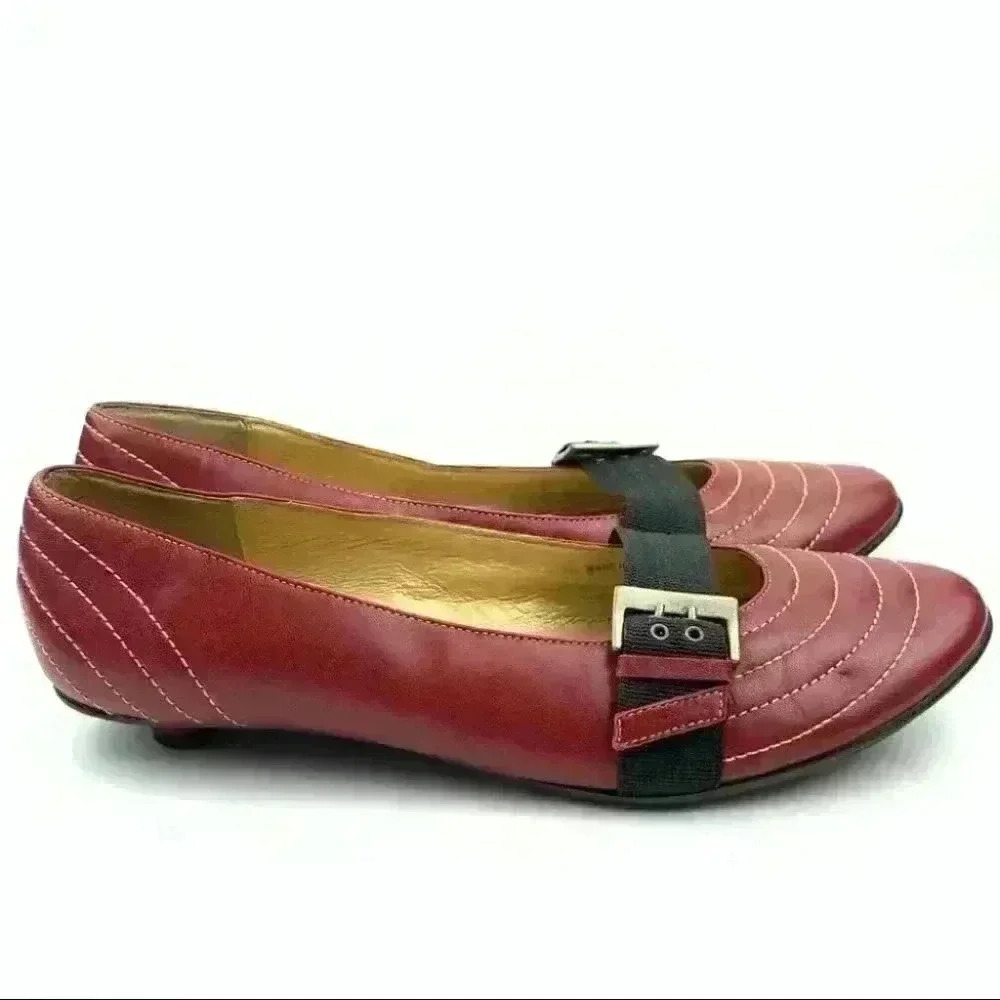 Oliver flats sz 38 8 red leather kitten maryjanes